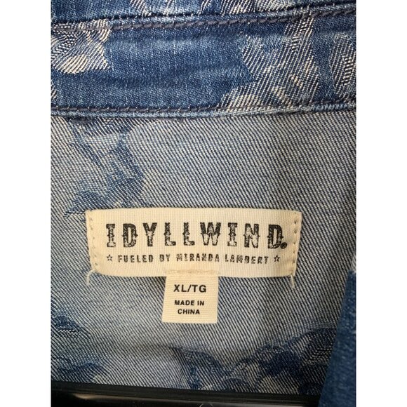Idyllwind Miranda Lambert Floral Denim Moto Jacket XL Blue - Picture 5 of 7